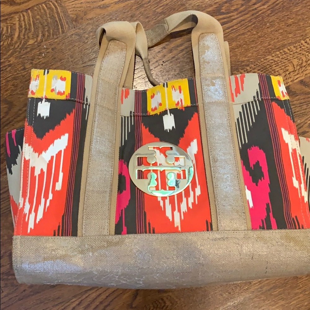 Multicolored Tory Burch beach bag